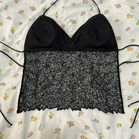 Y2K Beaded Backless Halter Top - Picture 3 of 5